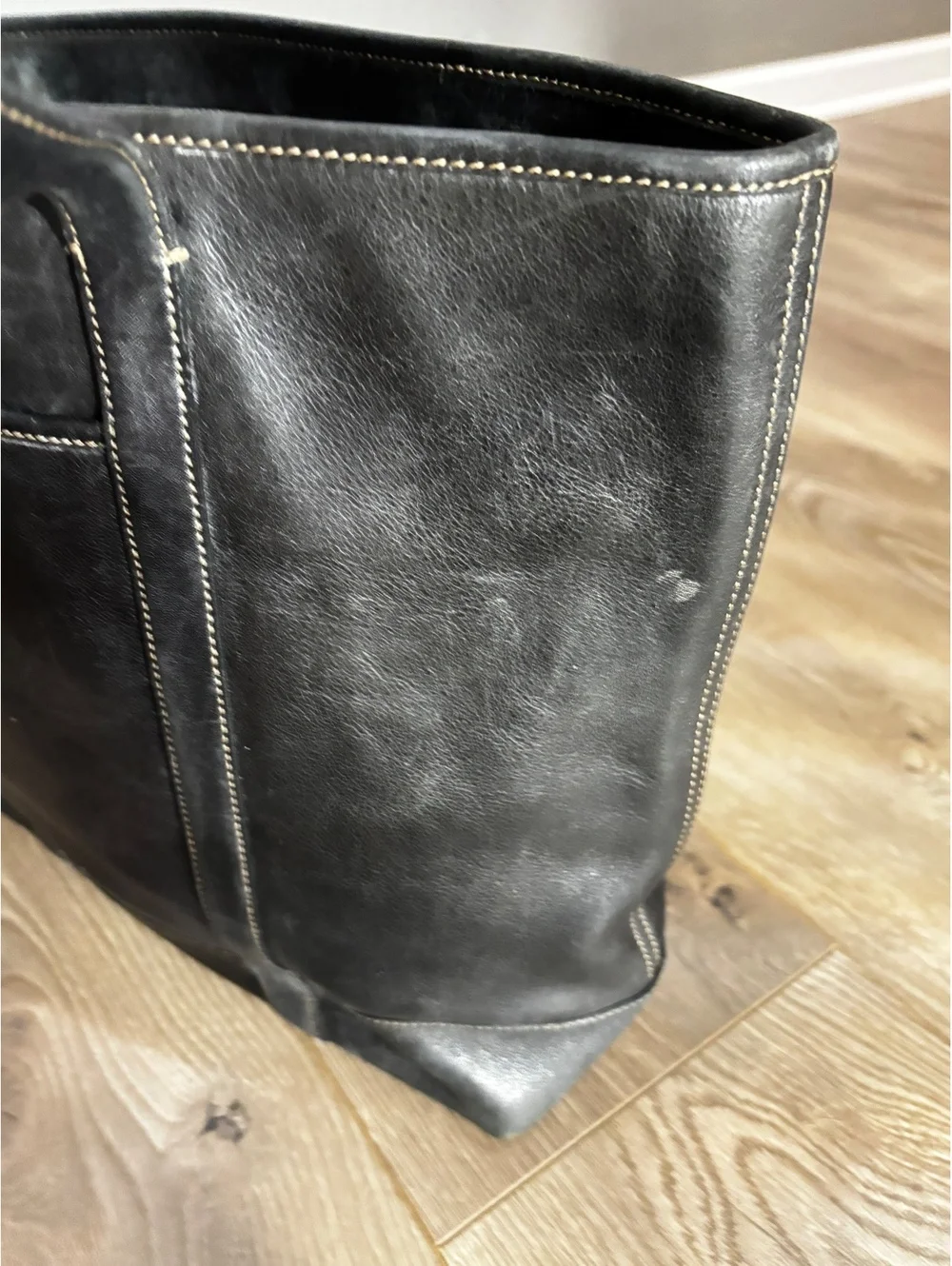Vintage Coach Black Leather Tote Bag